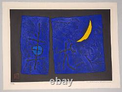 Haku Maki SIgned Poem 68-44 Japanese Modern Art Embossed Woodblock Print 1968