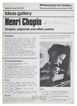 Henri Chopin Graphic Objective and Other Poems / Signed 1st Edition 1974