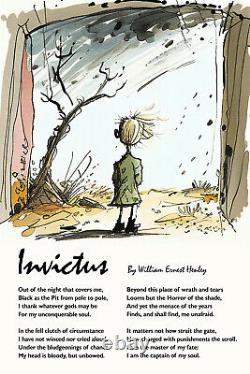 Invictus Poem Small Boy Illustration Poster, Art Print, Painting, Artwork