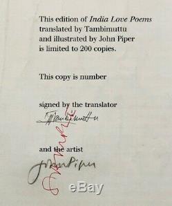 JOHN PIPER (1903-1992) -INDIA LOVE POEMS by TRAMBIMUTTU- SAMPLE FOR PROOF SIGNED
