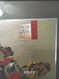 Japan Painting On Metal Writing Poem Artist Signed And Seal, Used