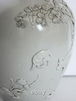 Jin Yin Tsui-Original Chinese Blanc de Chine Vase-Water Buffalo, Orchids, Poem