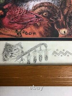 John Balloue All God's Creatures Wolf Native American Wildlife Art Print Signed