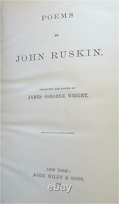 John Ruskin Collected Poems & Mornings in Florence 1884 art history leather book