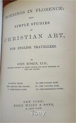 John Ruskin Collected Poems & Mornings in Florence 1884 art history leather book
