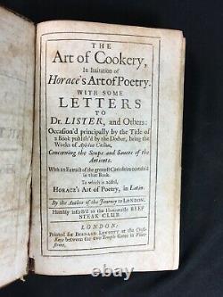King The Art of Cookery In imitation of Horace's Art of Poetry 1708 VG 1st