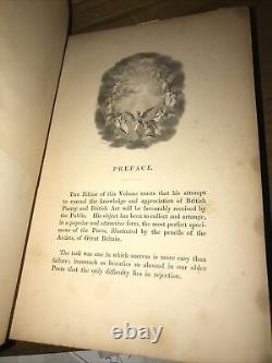 LEATHER Book Of Gems! 1836 Poetry Gift First Edition Art Artists Full Original