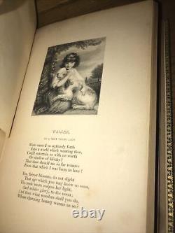 LEATHER Book Of Gems! 1836 Poetry Gift First Edition Art Artists Full Original