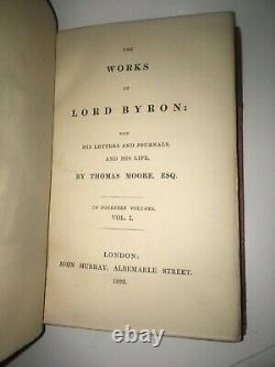 LEATHER SetWorks LORD BYRON! Shelley Poetry(FIRST EDITION 1832!)Art Noveau RARE