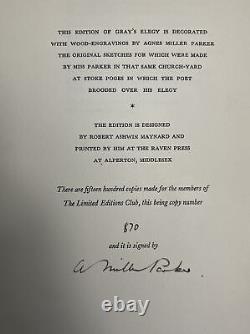 LEC Thomas Gray ELEGY WRITTEN SIGNED by AGNES MILLER PARKER 1/1500 COPIES