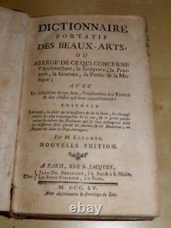 Lacombe Dictionary Fine Arts Architecture Sculpture Engraving Poetry Music 1755