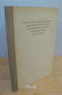 MESSAGE TO PRINTERS with A LOVE OF CRAFT Robert Bridges Poetry 1931 FINE PRESS