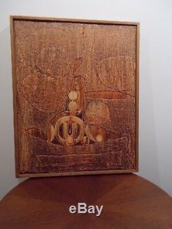 Mixed Media Abstract painting 1968 Chicago artist mid century modern Bell Poem