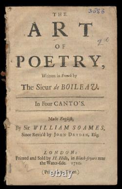 Nicolas / Art of Poetry Written in French by the Sieur de Boileau In Four 1710