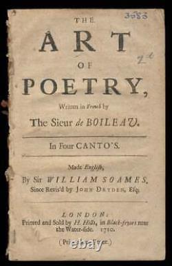 Nicolas / Art of Poetry Written in French by the Sieur de Boileau In Four 1710