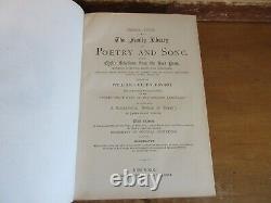 Old FAMILY LIBRARY OF POETRY AND SONG Leather Book 1880 FINE BINDING ANTIQUE ART