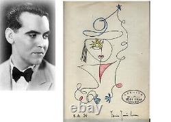 Original 1930 drawing by FEDERICO GARCIA LORCA Signed in Buenos Aires ART POEMS