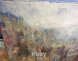 Original Abstract Art Knife Painting On Canvas With Poem, À Footstep Forward