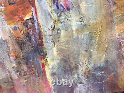 Original Abstract Art Knife Painting On Canvas With Poem, À Footstep Forward
