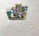 Original Signed Antique Watercolour Painting With A Poem, Young Children Playing