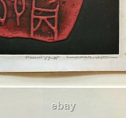 Original Signed HAKU MAKI Modern Japanese Mixed Media Print POEM'69-45 MCM