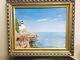 Original Signed Oil Painting /poetry Framed Matted Lighthouse Craggy Landscape
