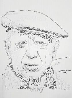Portrait of Picasso Made With The Word PICASSO COA by VISUAL POETRY