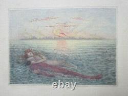 REGINALD HALLWARD, Rare ROMANTIC Painting With POETRY by J J GUTHRIE c. 1915