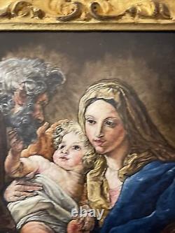 Religious Painting Iconic Portrait Family Madonna Child Mother Signed W Poem