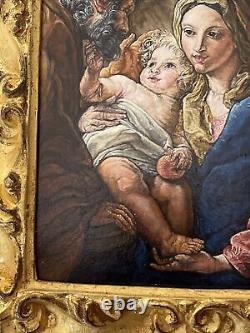Religious Painting Iconic Portrait Family Madonna Child Mother Signed W Poem