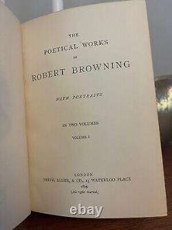 Robert Browning, 2 vol Set, Fine Art Nouveau Leather Bumpus Binding 1899