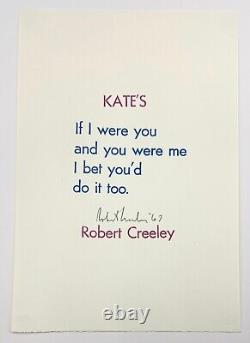 Robert Creely 1967 Hand Signed Original Stamped Indelibly Rubber Stamp Print