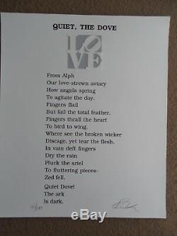 Robert Indiana Love Poem Quiet, the Dove Serigraph Hand Signed & Numbered