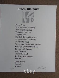 Robert Indiana Love Poem Quiet, the Dove Serigraph Hand Signed & Numbered