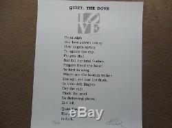 Robert Indiana Love Poem Quiet, the Dove Serigraph Hand Signed & Numbered