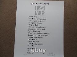 Robert Indiana Love Poem Quiet, the Dove Serigraph Hand Signed & Numbered