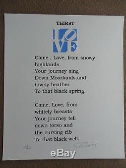 Robert Indiana Love Poem Thirst Serigraph Hand Signed & Numbered WOW