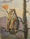 Roger Marcetteau De Brem Owl Watercolour Drawing Painting Poem Art Vendée France