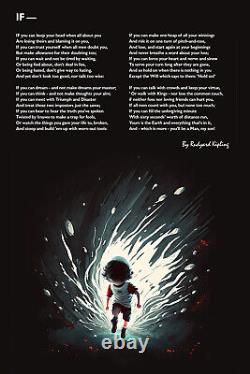 Rudyard Kipling Poem If Boy Running Poster, Art Print, Painting, Artwork