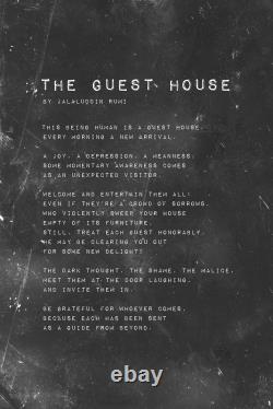 Rumi Poem The Guest House Grit Poster, Art Print, Painting, Artwork, Gift