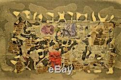 SAM GLANKOFF Original Signed Judaica Poem Mixed Media Collage Abstract Painting