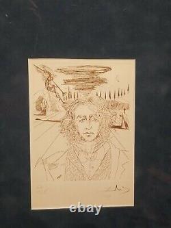 Salvador Dali Original Signed Etching Henry Wadsworth Longfellow Poet Poetry Art