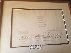 Seamus Heaney art Print Framed 2010 limited edition with poem drawing 26x21