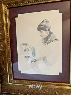 Signed Cherokee Artist Robert Annesley Of Native Woman Beautiful Frame & Poetry