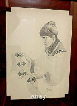 Signed Cherokee Artist Robert Annesley Of Native Woman Beautiful Frame & Poetry