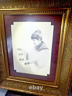 Signed Cherokee Artist Robert Annesley Of Native Woman Beautiful Frame & Poetry