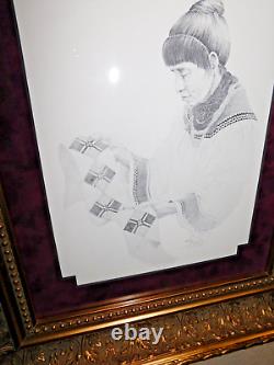 Signed Cherokee Artist Robert Annesley Of Native Woman Beautiful Frame & Poetry