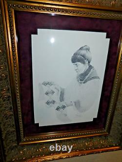 Signed Cherokee Artist Robert Annesley Of Native Woman Beautiful Frame & Poetry