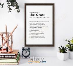 Splendour in the Grass William Wordsworth Poem Literary Book Page Wall Art -P828