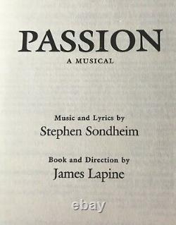 Stephen Sondheim PASSION First Edition 1994 SIGNED TO COLLEAGUE exceedingly rare